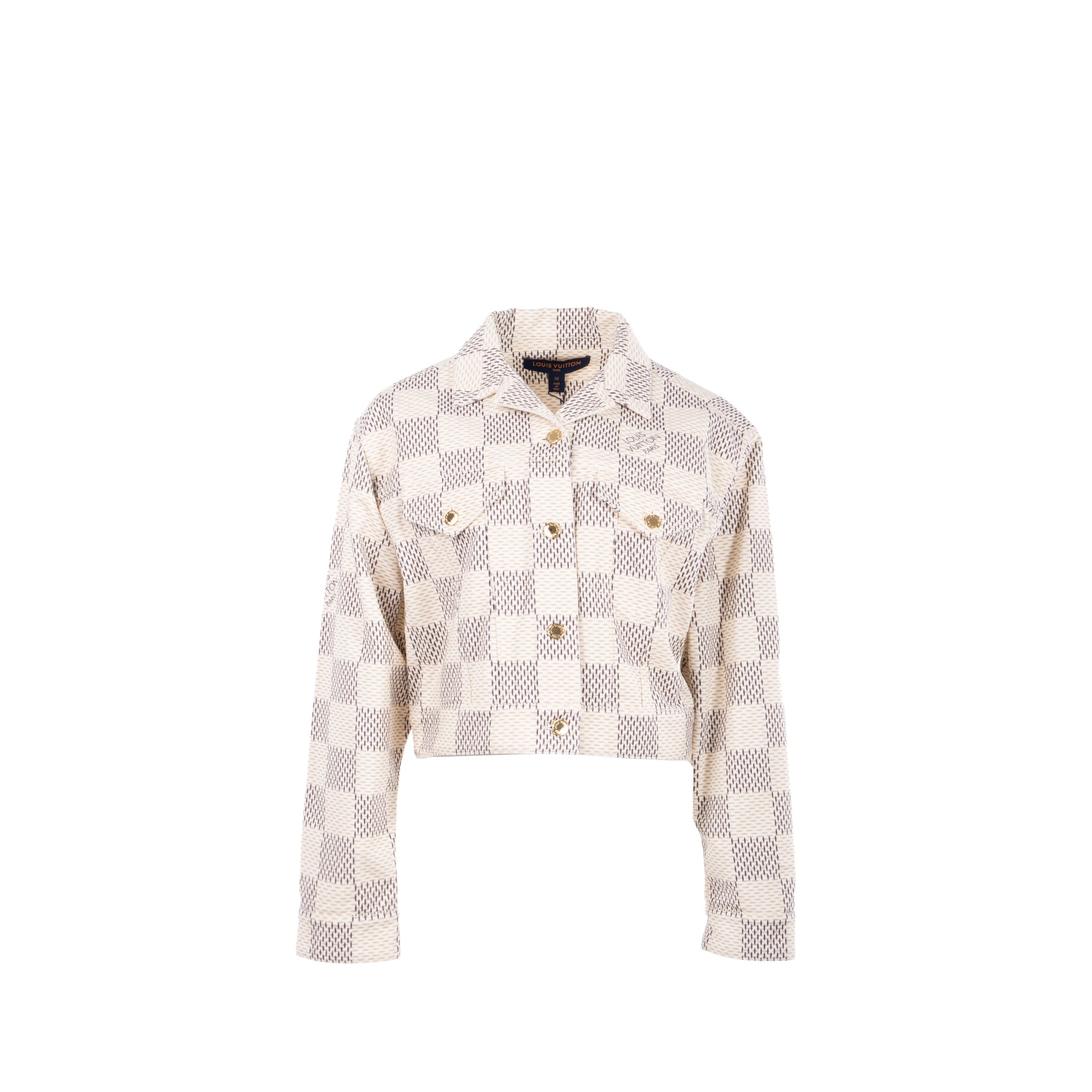 Louis Vuitton size 38 denim trucker jacket damier Azur/cotton White