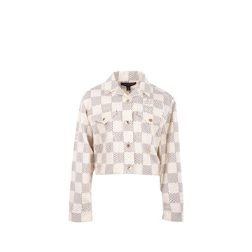Louis Vuitton size 38 denim trucker jacket damier Azur/cotton White