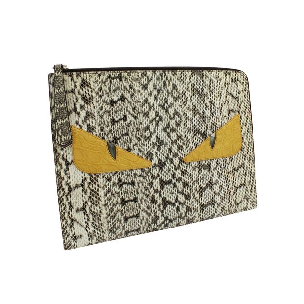 FENDI Snakeskin Monster Eyes Clutch