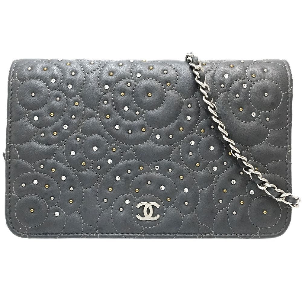 Chanel Camellia Lambskin Chain Wallet