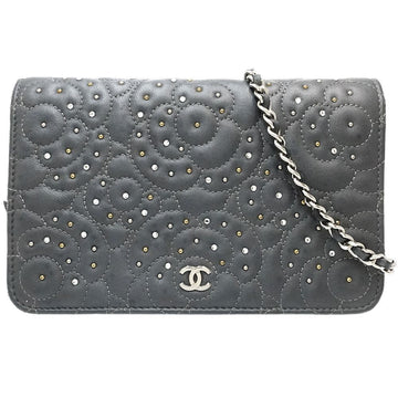 Chanel Camellia Lambskin Chain Wallet