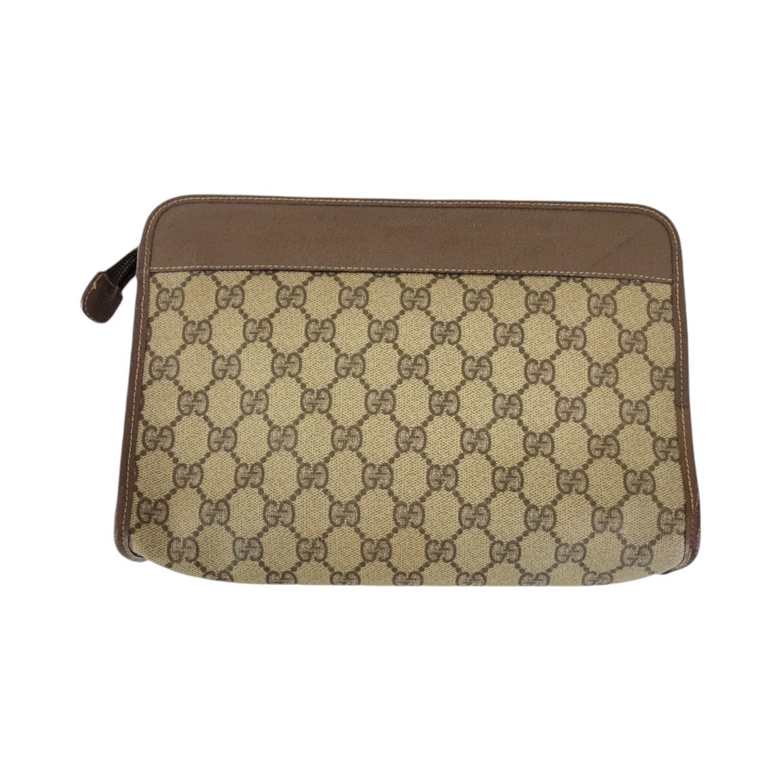 Gucci Brown Beige PVC Leather Clutch Bag