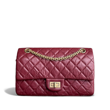 Chanel 2.55 Reissue 255 - 24CM Quilted Calfskin Dark Red Burgundy Gold Hardware Series 25