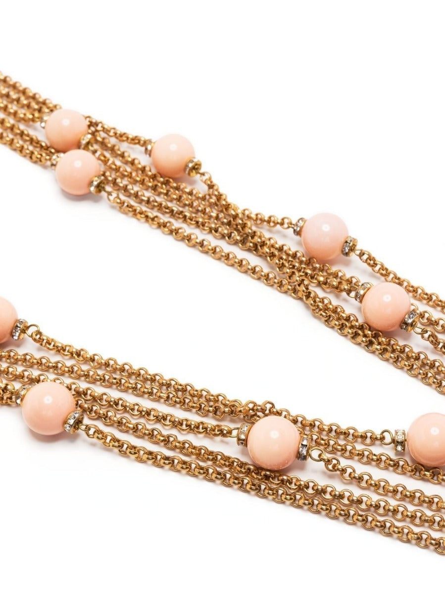 Top Quality Chanel Long Chain Bead and Rhinestone Necklace