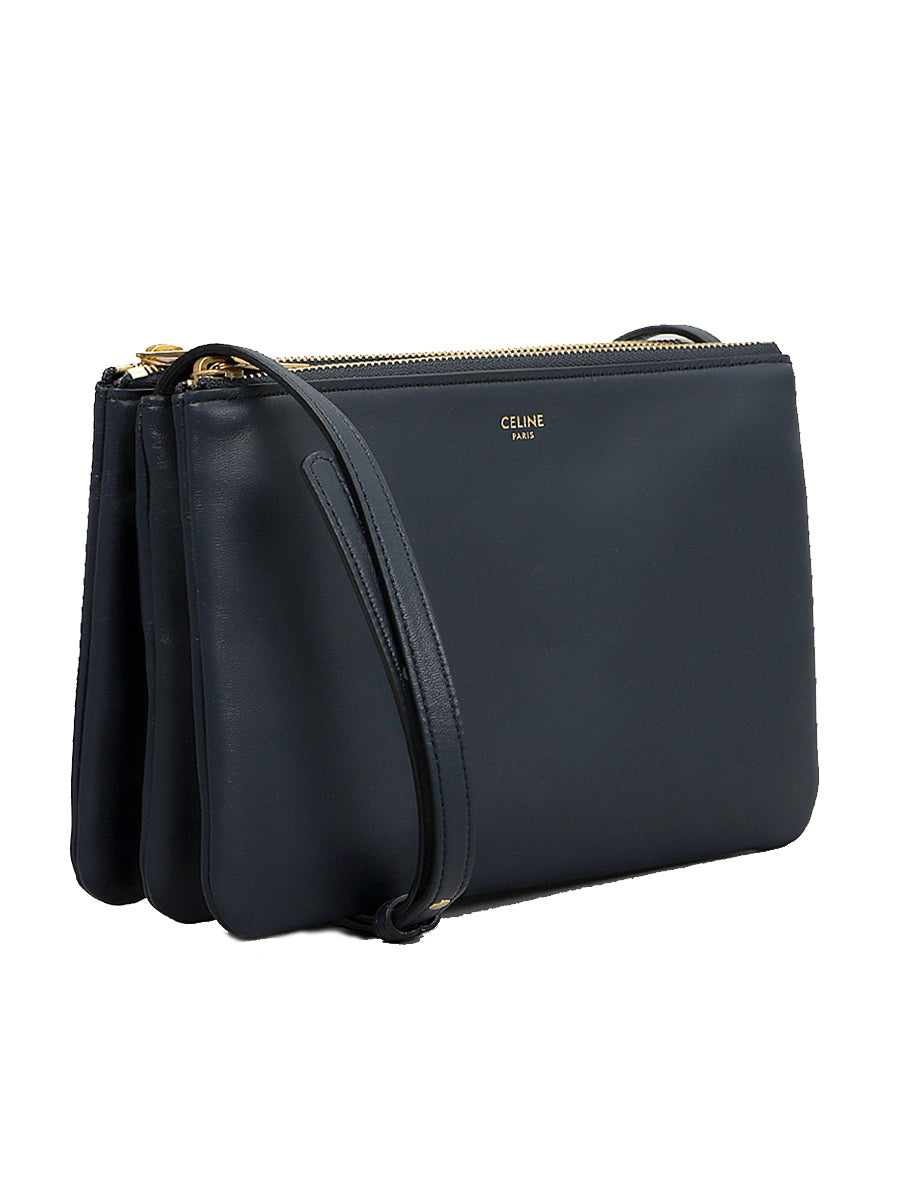 Trio Bag in Smooth Lambskin in Navy Blue