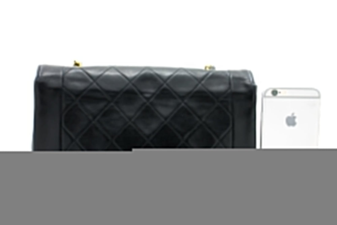 CHANEL Diana Flap Chain Shoulder Bag Black Quilted Lambskin Purse h32