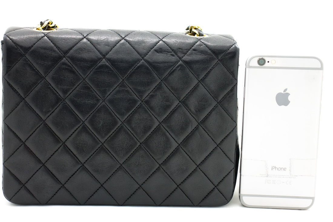 CHANEL Mini Square Small Chain Shoulder Bag Crossbody Black Quilt h30