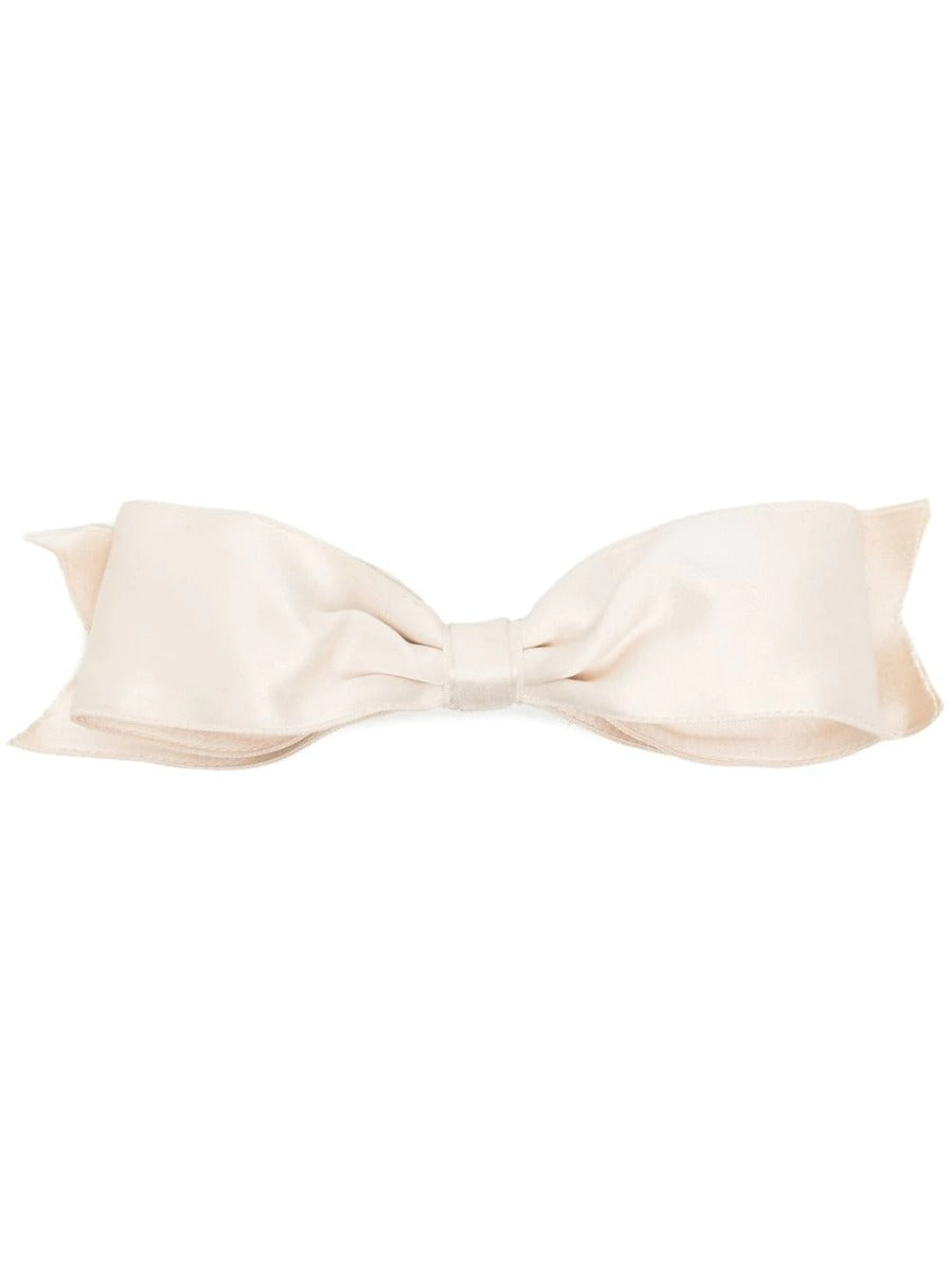 Top Quality Chanel Large White Satin Bow Barette Hair Clip