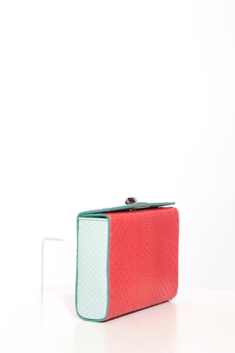 Iris Noble Multi Color Python Leather Clutch