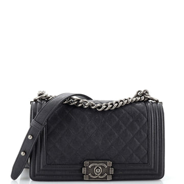 CHANEL Boy Flap Bag Quilted Caviar Old Medium