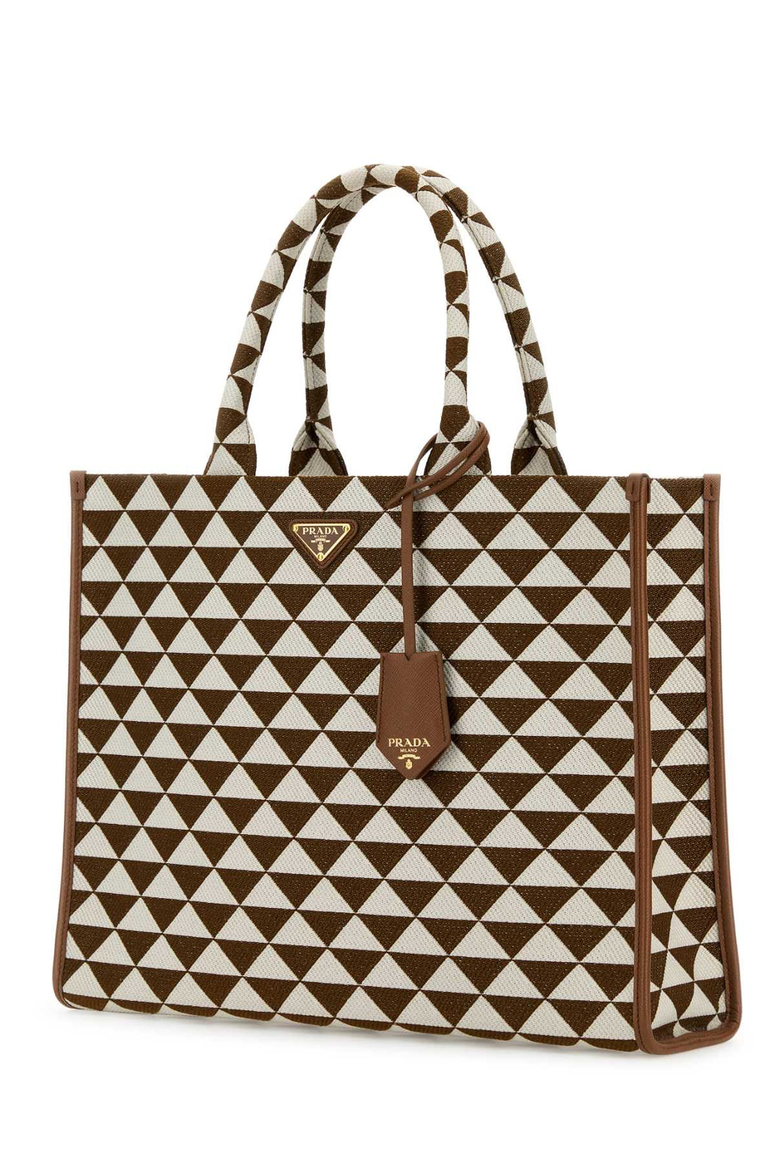 PRADA Embroidered Fabric Large Symbol Shopping Handbag