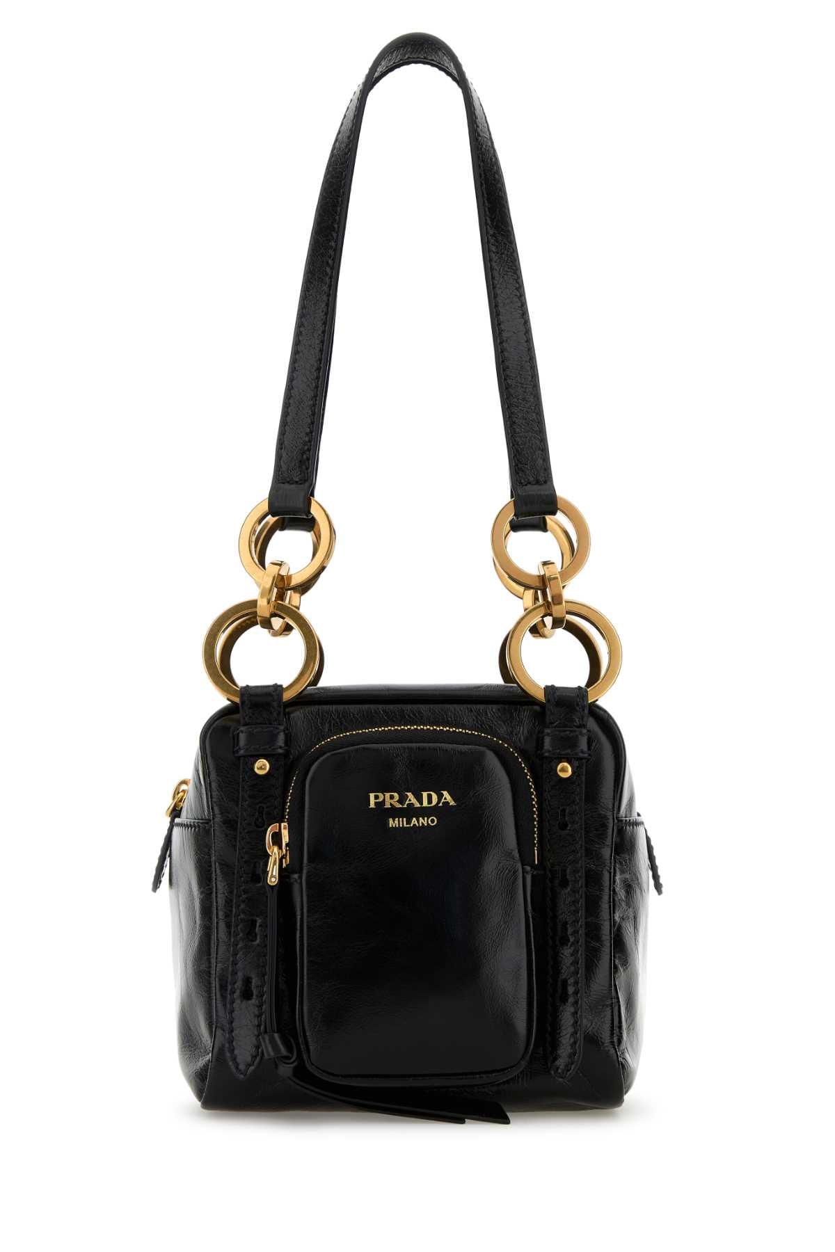 PRADA Mini Dangle Leather Boston Handbag