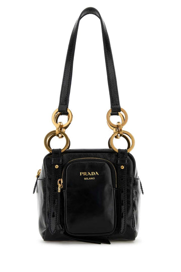 PRADA Mini Dangle Leather Boston Handbag