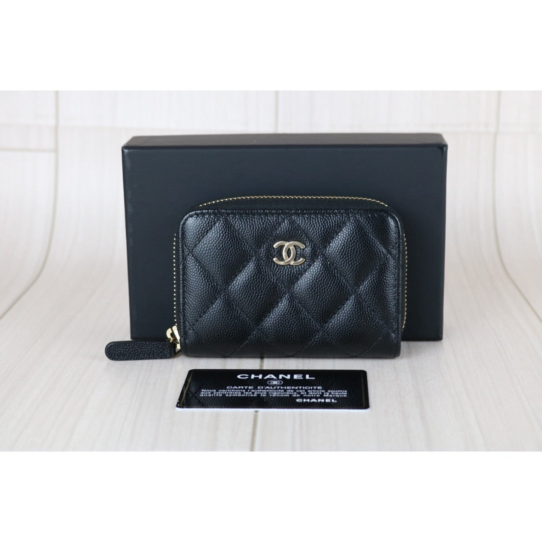 Very Good ( Rank A) ?CHANEL Caviar Skin Calf Leather Coin Purse Black Made In 2018~2019 Year?S25063003