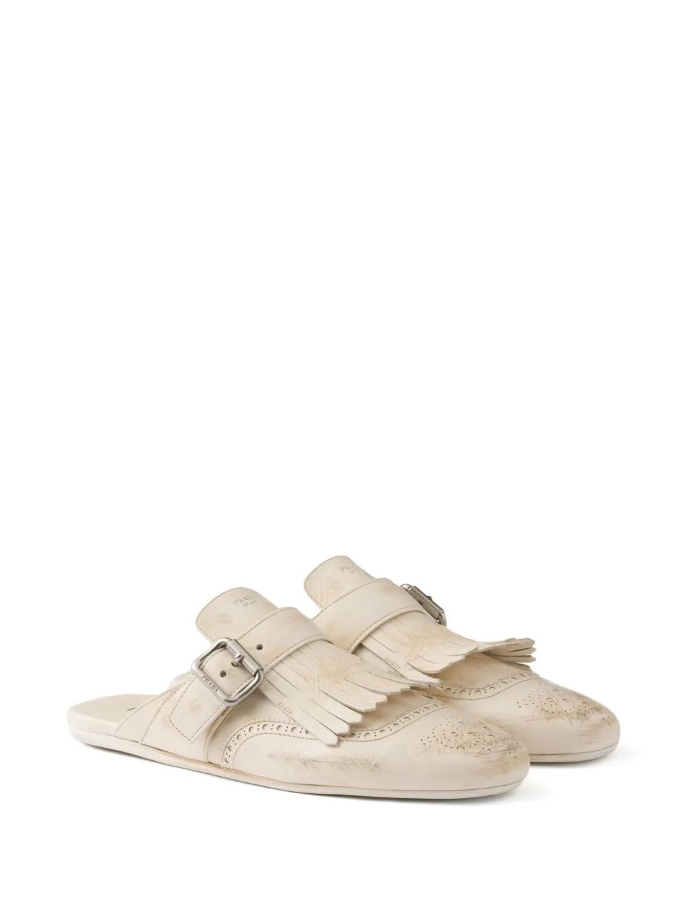 PRADA Leather Shuffle Slippers