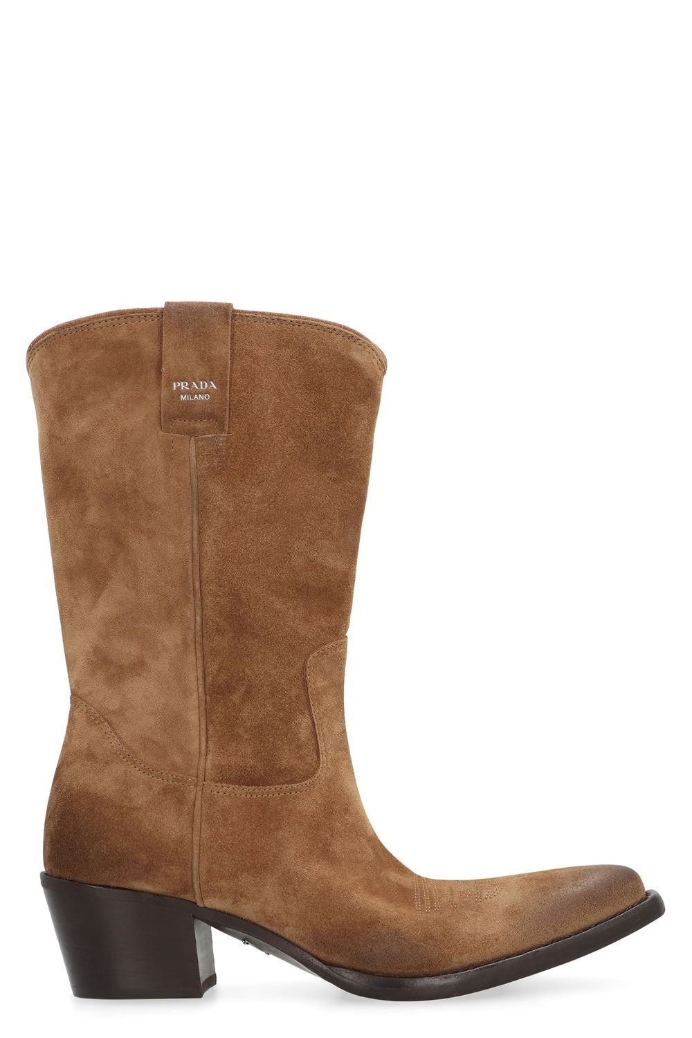 PRADA Pointy Toe Vintage Effect Ankle Boots