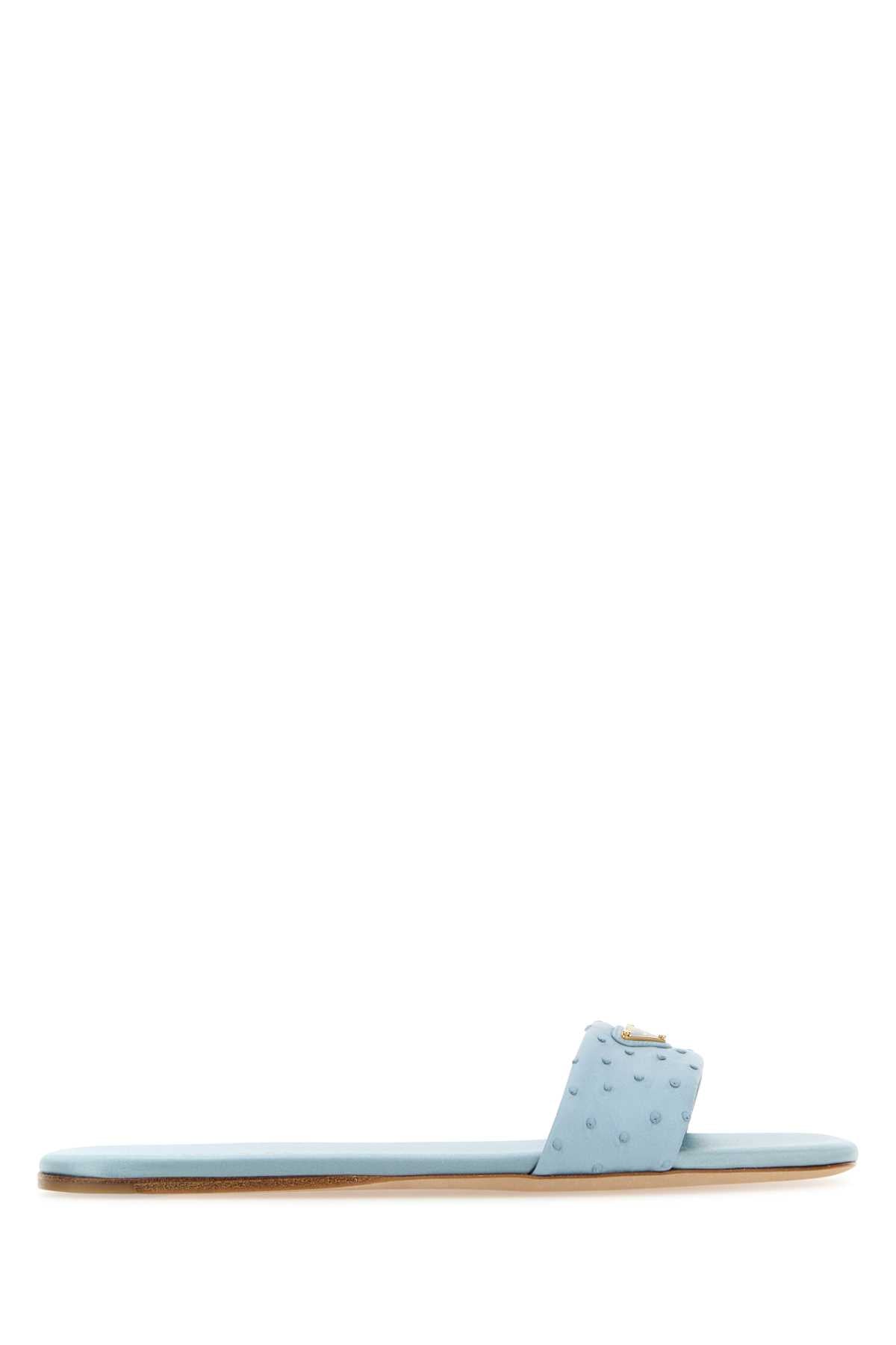 PRADA Elegant Light Blue Leather Slippers for Women (Size Available)
