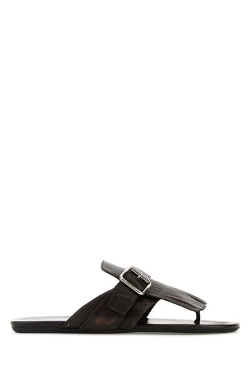 PRADA Leather Shuffle Thong Slippers for Women