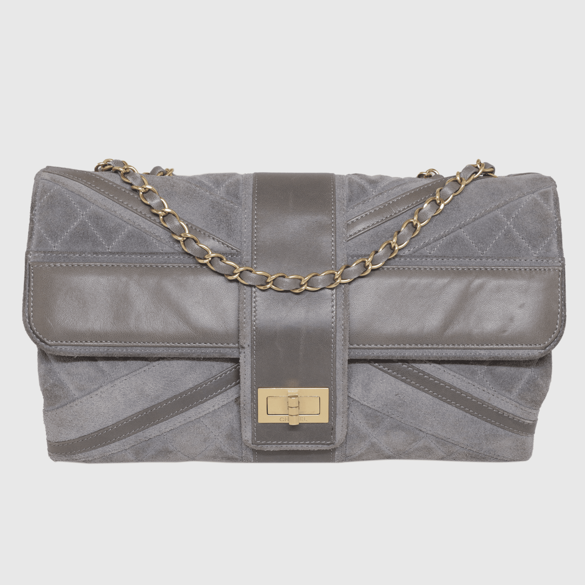 Grey Union Jack Jumbo Mademoiselle Flap Bag