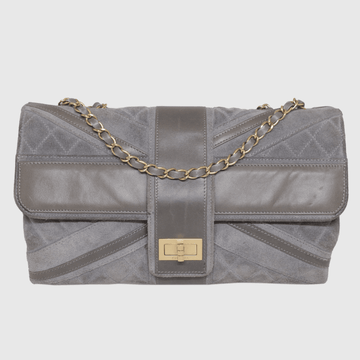 Grey Union Jack Jumbo Mademoiselle Flap Bag