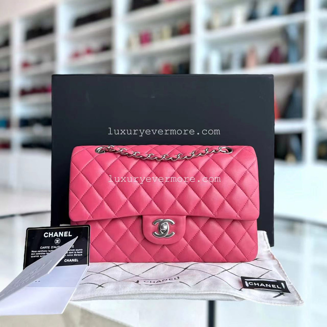 *Un, Full Set, Receipt* Classic Flap Medium Quilted Lambskin Pink Series 29