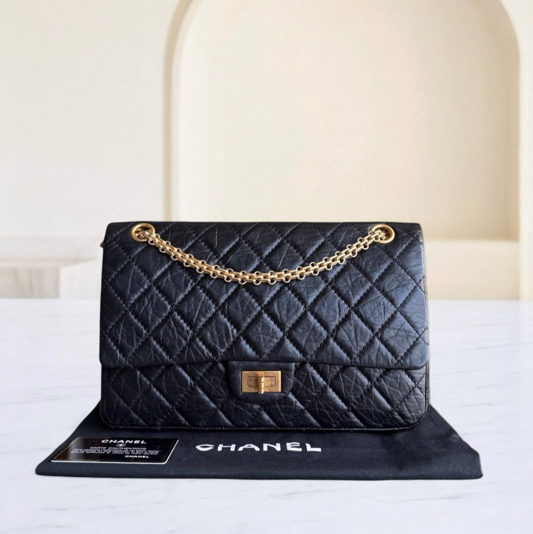 Chanel 2.55 Reissue 226 - Quilted Aged Calfskin Black Gold Hardware Series 16