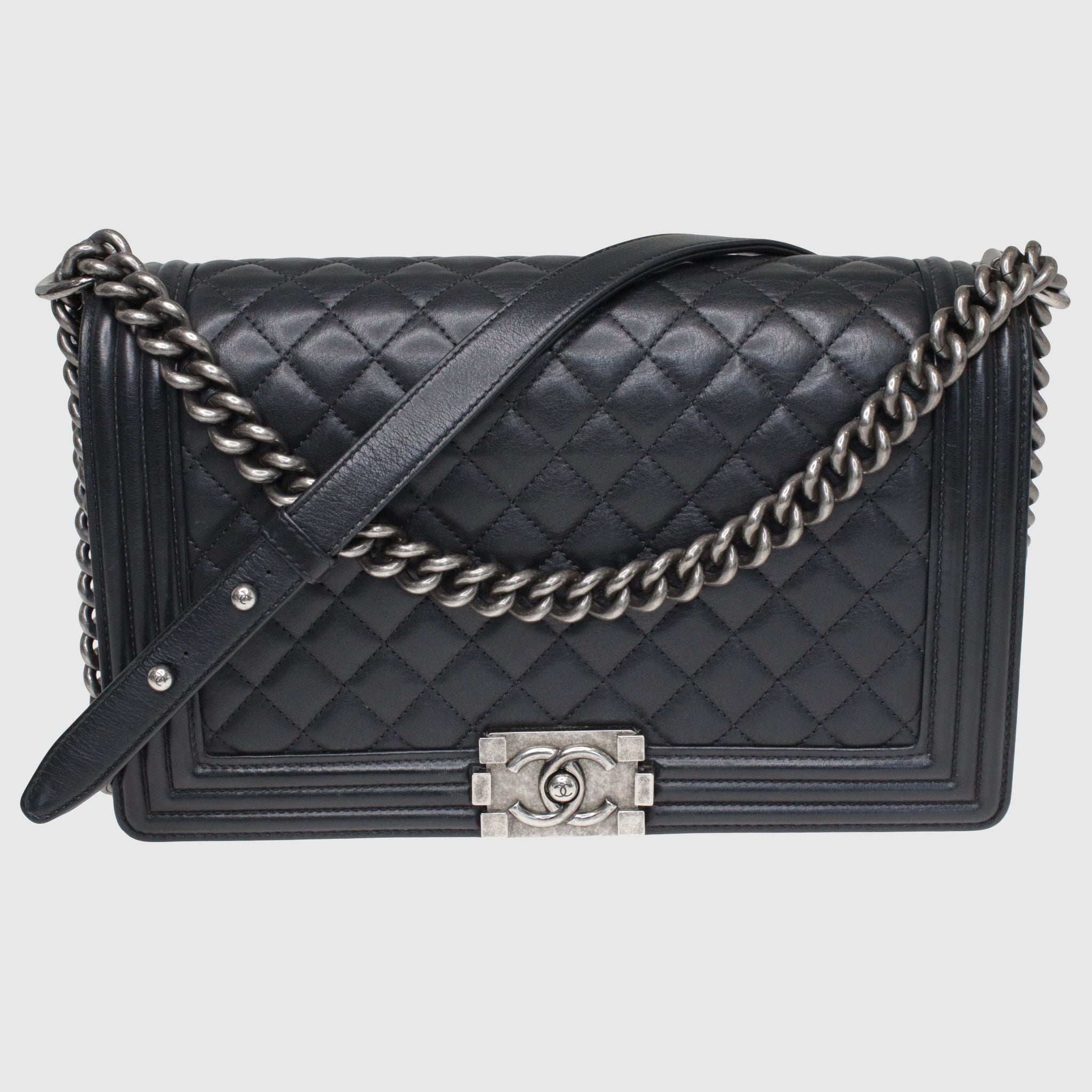 Black Quilted Large Le Boy Bag