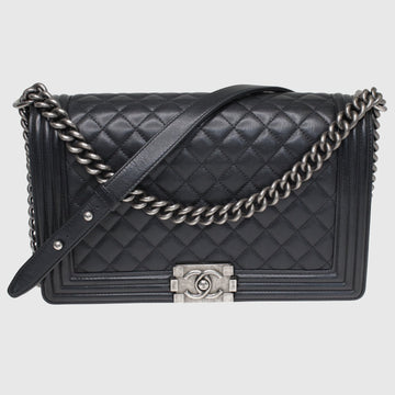 Black Quilted Large Le Boy Bag