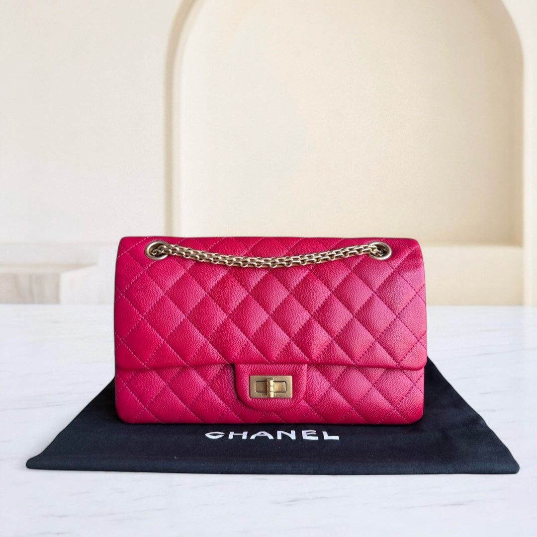 Chanel 2.55 Reissue 225 - Caviar Quilted Grained Calfskin Hot Pink Gold Hardware Series 23