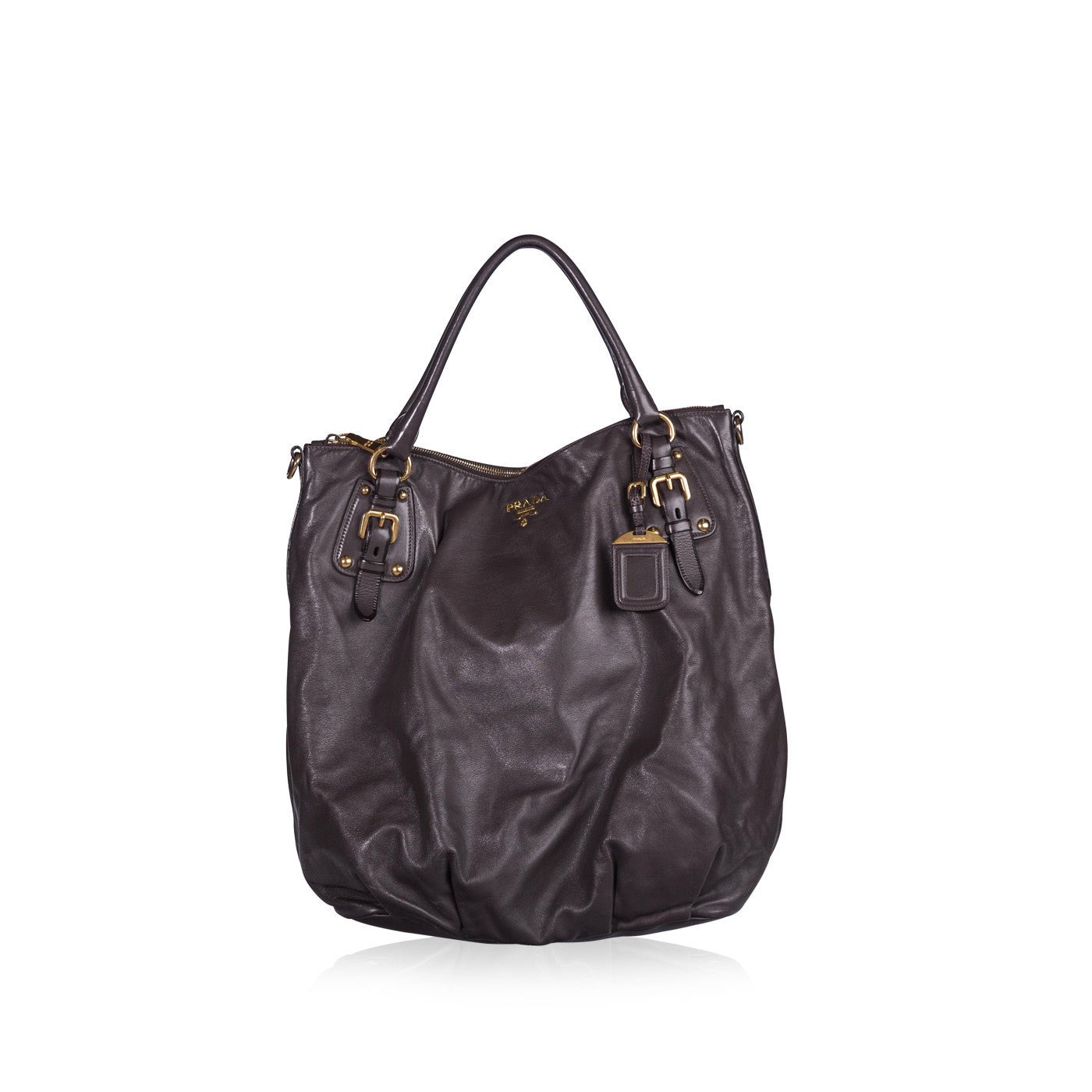 Prada Bruciato Cervo Leather Bauletto