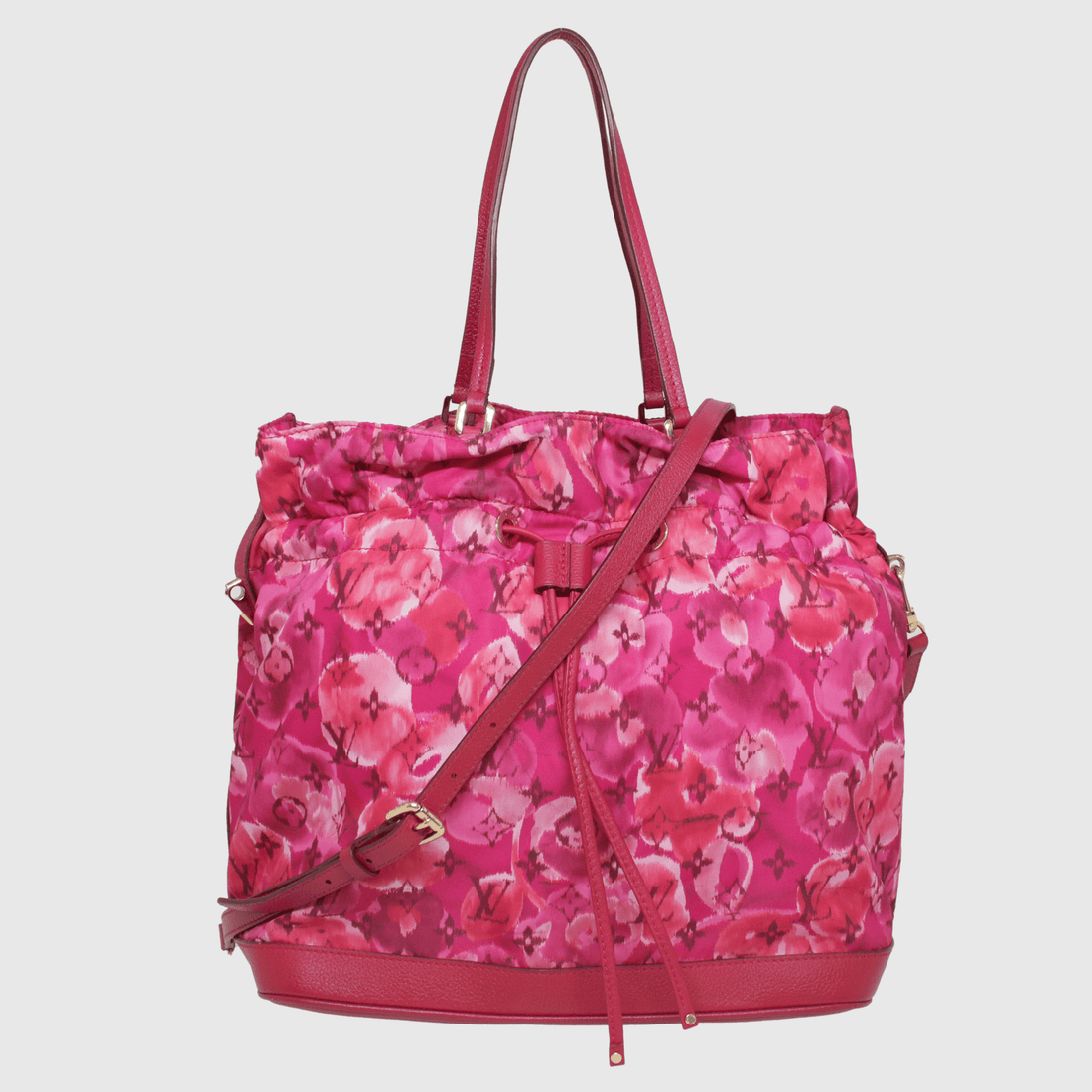 Fuchsia Indian Rose Monogram Ikat Floral Limited Edition MM Noefull Bag