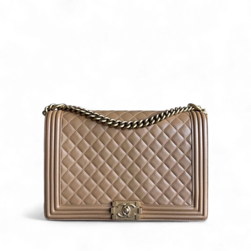 Chanel Boy Large - Quilted Lambskin Brown Gold Hardware Series 19