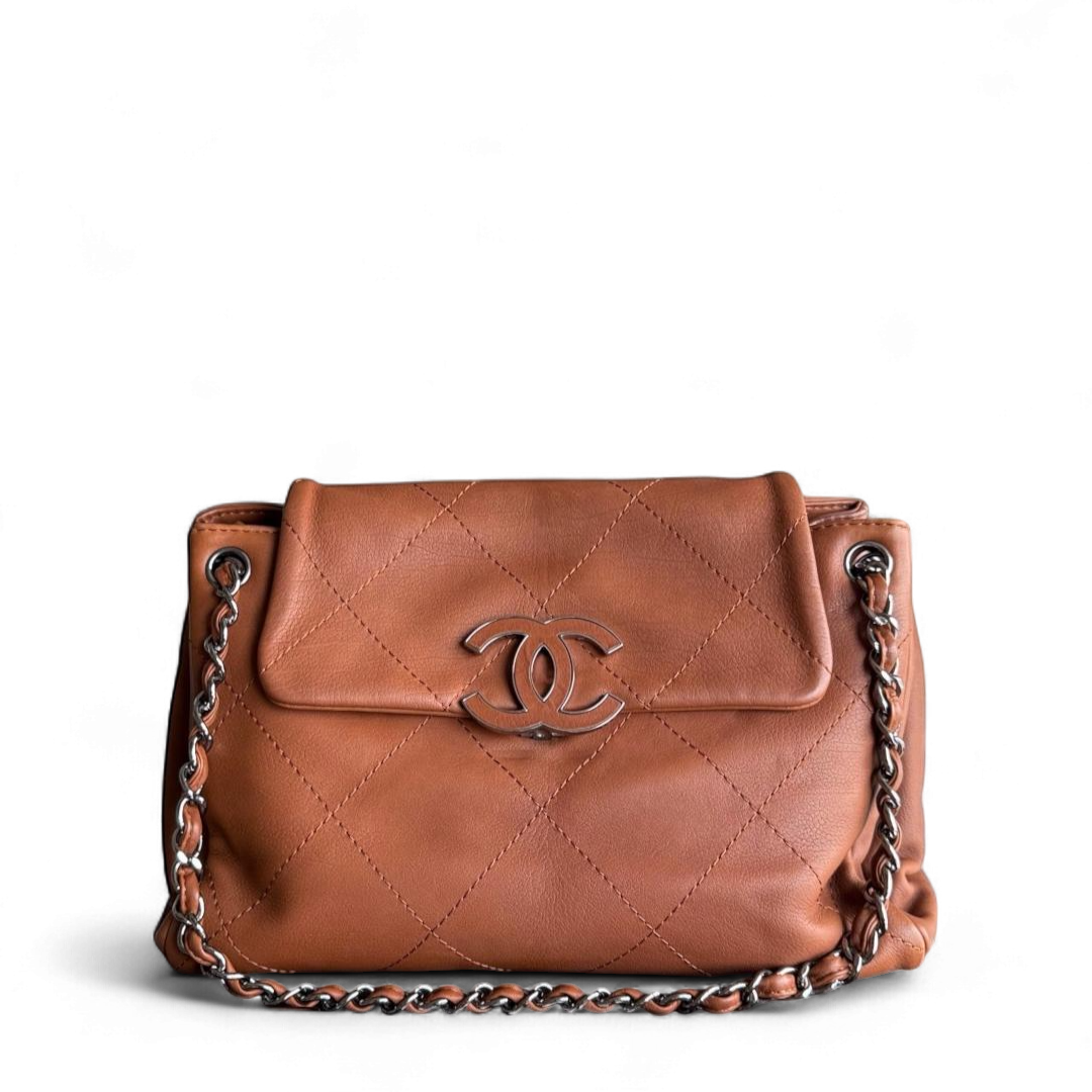 Chanel  Hamptons Accordion Flap - Quilted Wild Stitch Calfskin Dark Brown Silver Hardware Series 15