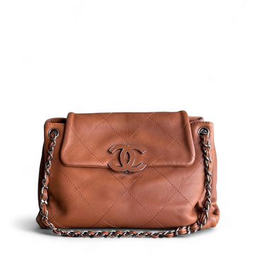 Chanel  Hamptons Accordion Flap - Quilted Wild Stitch Calfskin Dark Brown Silver Hardware Series 15