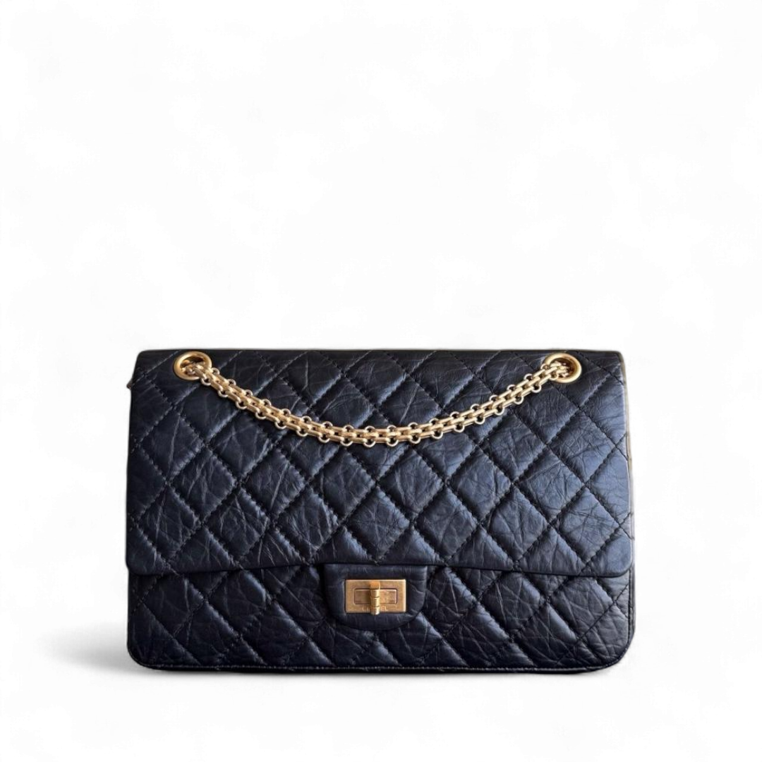 Chanel 2.55 Reissue 226 - Quilted Aged Calfskin Black Gold Hardware Series 16