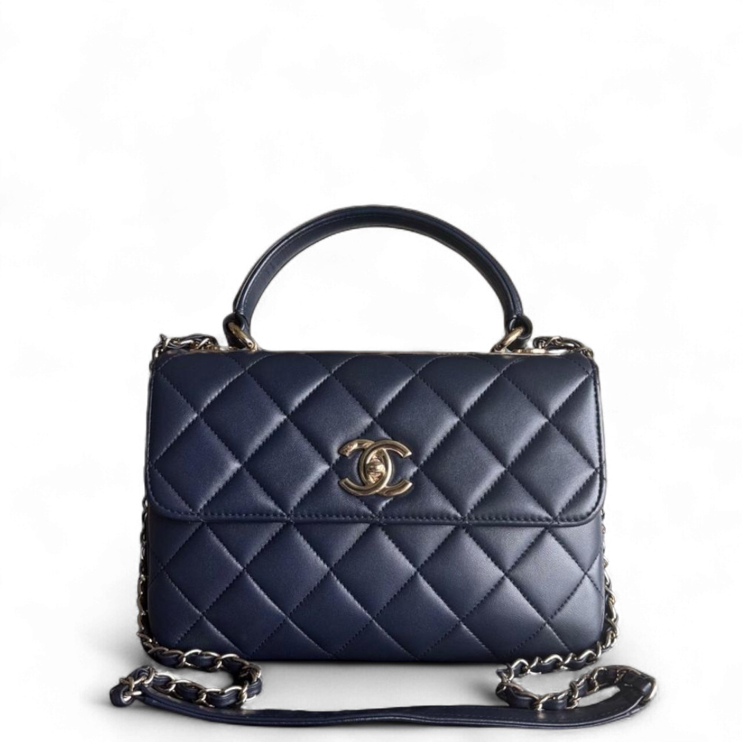 Chanel Trendy CC Small - Quilted Lambskin Dark Navy Blue Gold Hardware Series 23