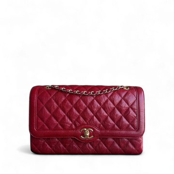 Chanel Seasonal Two-tone Flap - Caviar Quilted Grained Calfskin Red Gold Hardware Series 21