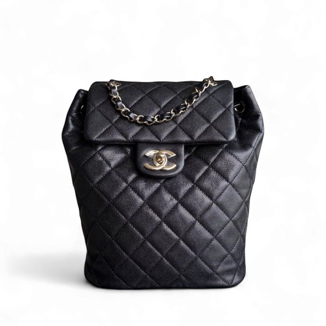 Chanel Urban Spirit Backpack- Caviar Black Gold Hardware Microchip