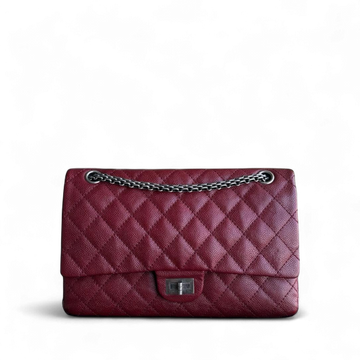 Chanel 2.55 Reissue 226 - Caviar Quilted Grained Calfskin Burgundy Dark Red Ruthenium Silver Hardware Series 14