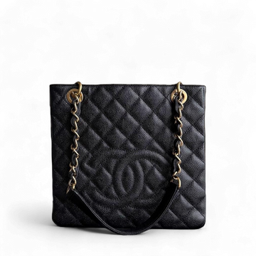 Chanel PST Petite Shopping Tote - Caviar Quilted Grained Calfskin Black Gold Hardware