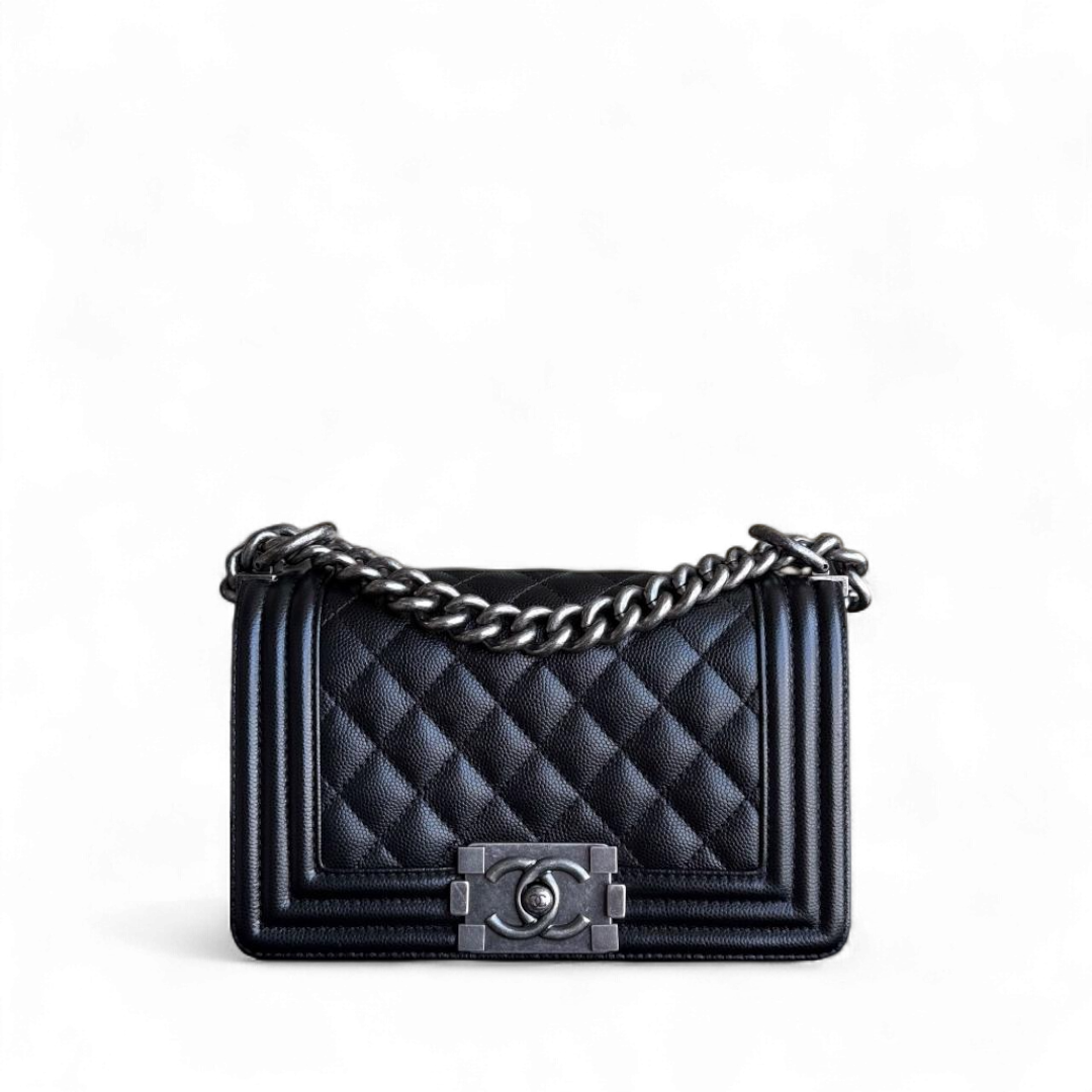 Chanel Boy Small - Caviar Quilted Grained Calfskin Black Ruthenium Silver Hardware Series 26