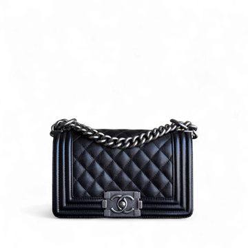 Chanel Boy Small - Caviar Quilted Grained Calfskin Black Ruthenium Silver Hardware Series 26