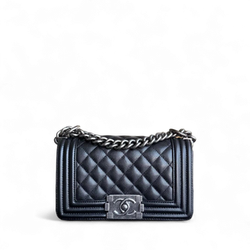 Chanel Boy Small - Caviar Quilted Grained Calfskin Black Ruthenium Silver Hardware Series 26