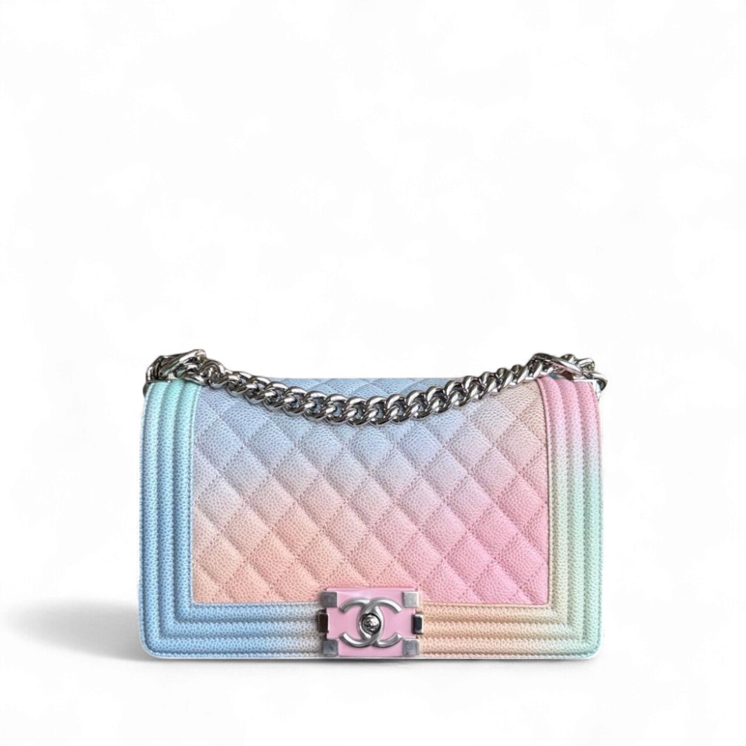 Chanel Boy Medium - Caviar 25CM Quilted Grained Calfskin Rainbow Limited Edition Series 25