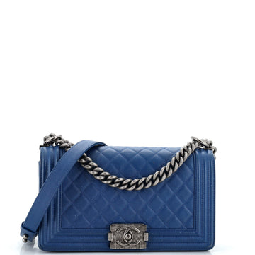 CHANEL Boy Flap Bag Quilted Caviar Old Medium