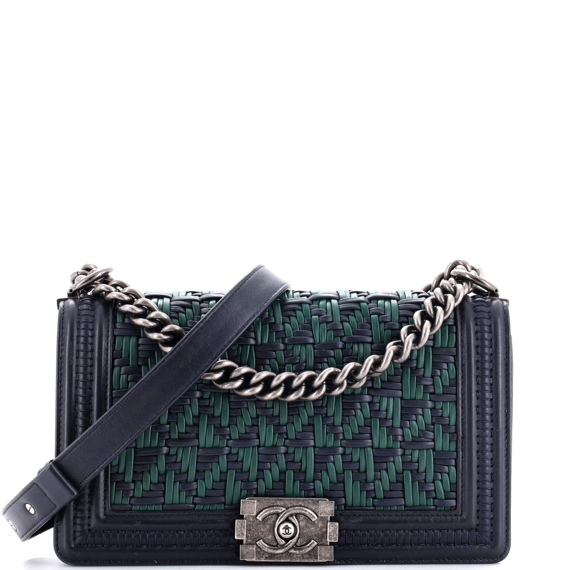 CHANEL Boy Flap Bag Woven Calfskin Old Medium
