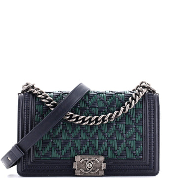 CHANEL Boy Flap Bag Woven Calfskin Old Medium