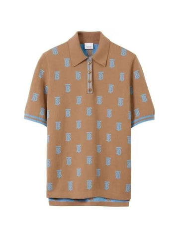 Burberry Monogram Short Sleeve Polo Shirt Camel
