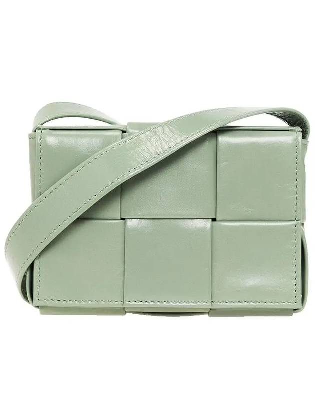 Bottega Veneta Cassette Small Leather Cross Bag Sage Green