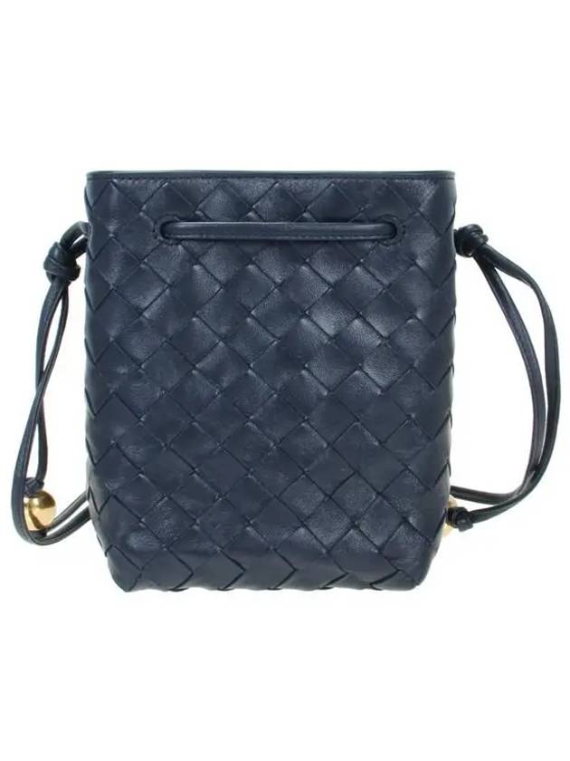 Bottega Veneta Intrecciato Small Bucket Bag Navy